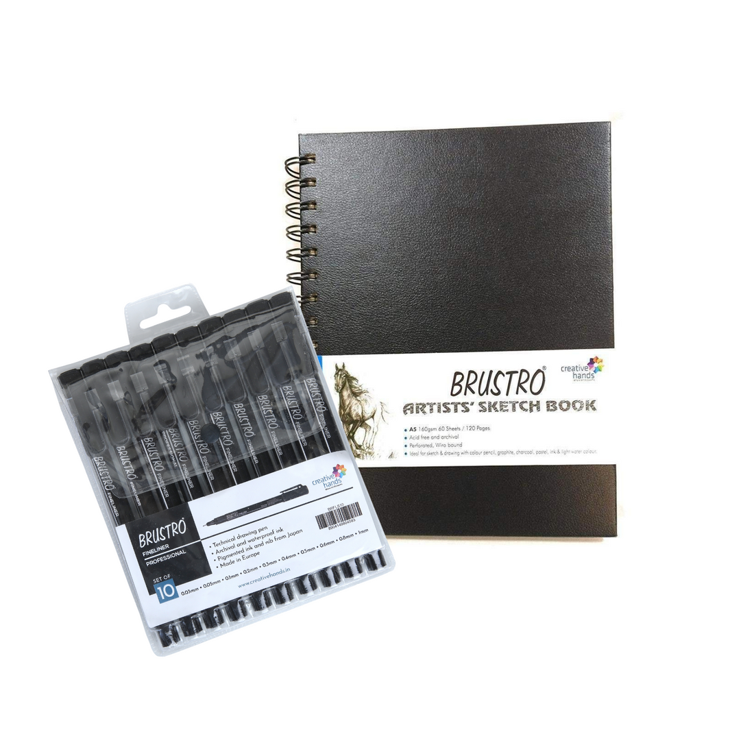 Brustro Professional Pigment Based Fineliner – Set of 10 with Artists