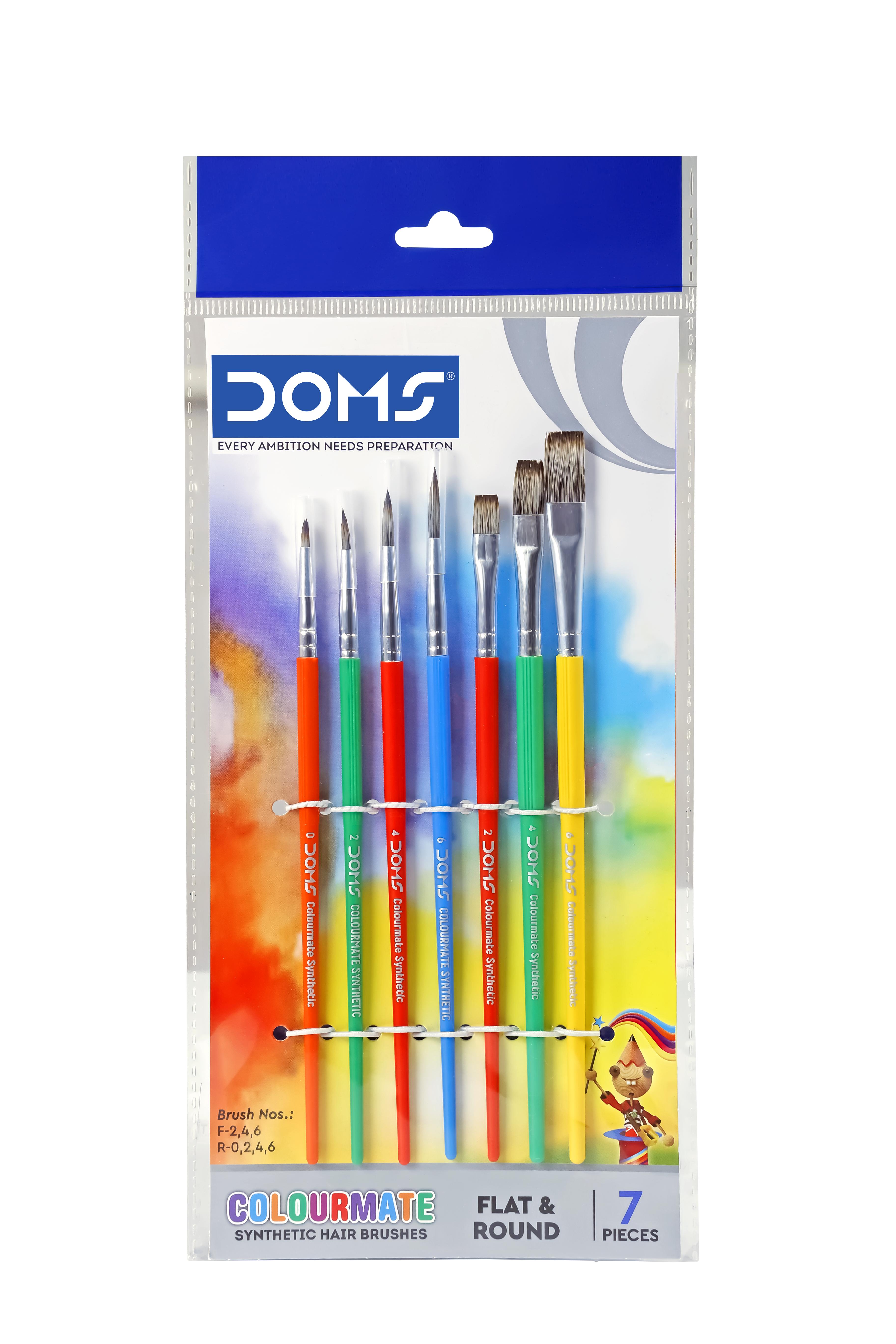 DOMS Synthetic Paint Brush Set (Flat, Pack of 7 x 1 Set) 