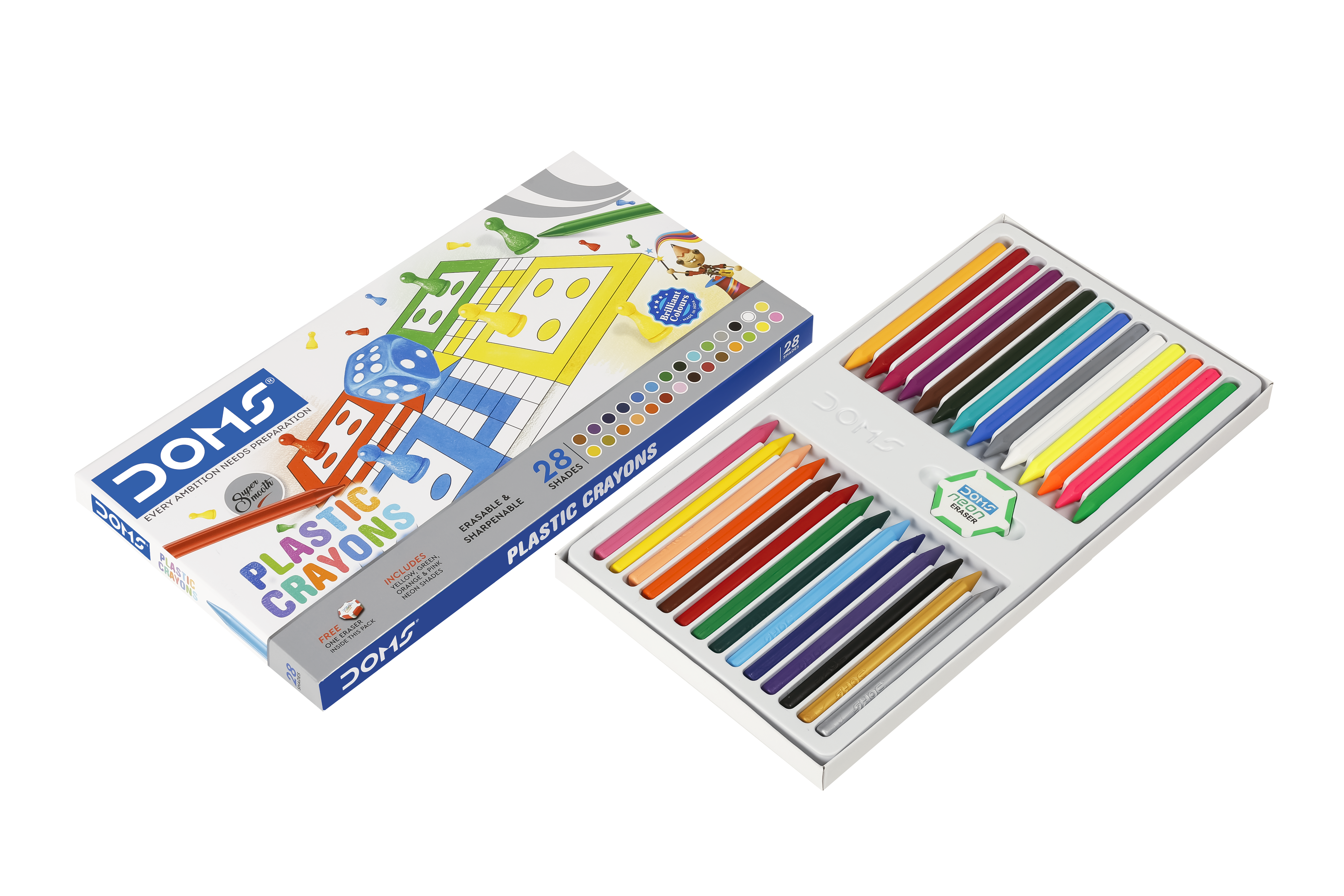 DOMS 28 Shades Plastic Crayons Alongwith 12 Shades Pencils  Colours - Plastic Crayons & Pencils Colours