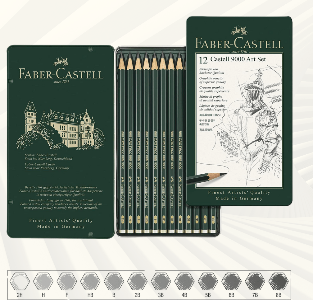 Faber-Castell - Castell 9000 Art Set Pencil (Pack of 6), Green