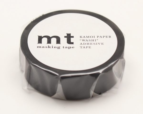 mt Washi Japanese Masking Tape Solid Colour ,Shade – Matte Black, 15 mm x 10 mtrs ( Pack Of 1 )
