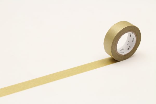 mt Washi Japanese Masking Tape Solid Colour ,Shade – Gold, 15 mm x 10 mtrs ( Pack Of 1 )