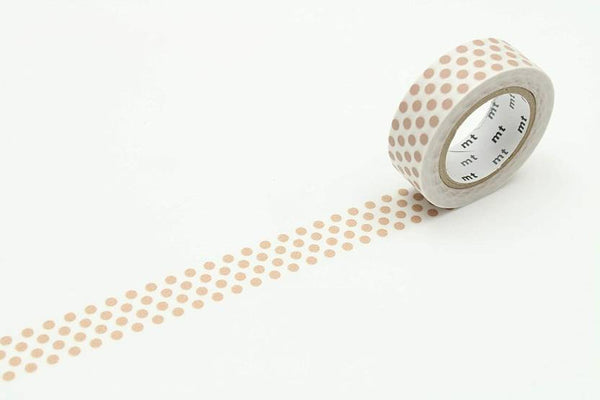 mt Washi Japanese Masking Tape Polka Dots , 15 mm x 10 mtrs Shade - Milk Tea, ( Pack Of 1 )