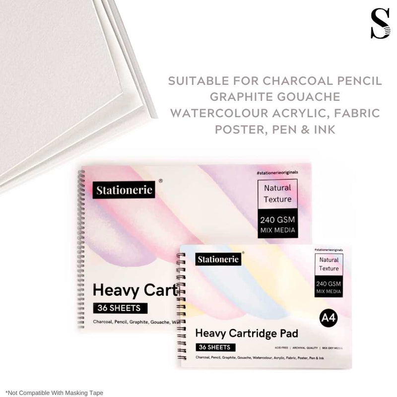 Stationerie Artists’ Heavy Cartridge A5 Wiro Pad 240 GSM 36 Sheets