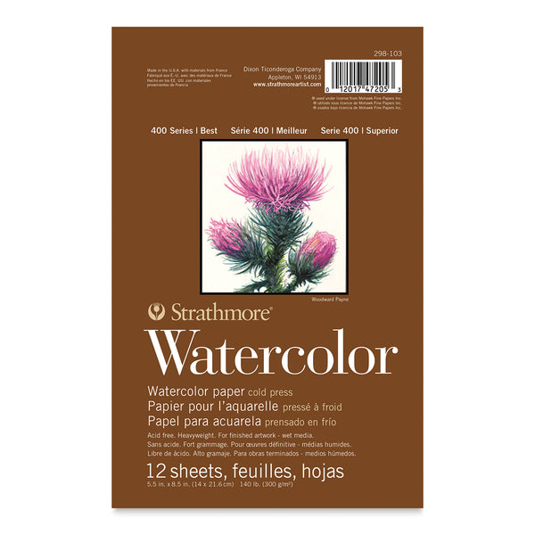 Strathmore 400 Series Watercolor Paper Pad - 5.5" x 8.5", 12 Sheets