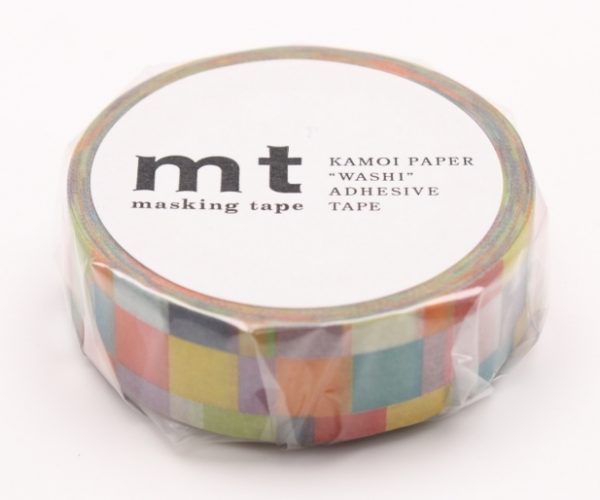 mt Washi Japanese Masking Tape Printed Designs , 15 mm x 10 mtrs Shade – Mosaic Bright, ( Pack Of 1 )