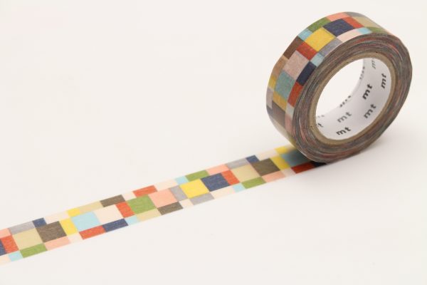 mt Washi Japanese Masking Tape Printed Designs , 15 mm x 10 mtrs Shade – Mosaic Greyish, ( Pack Of 1 )