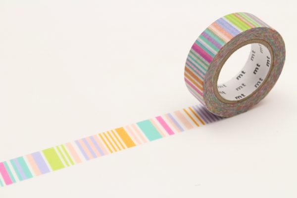 mt Washi Japanese Masking Tape Printed Designs , 15 mm x 10 mtrs Shade – Multi Border Pastel, ( Pack Of 1 )