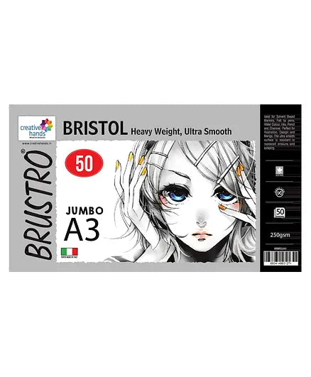 Brustro Bristol Ultra Smooth Paper 250 Gsm A3 Jumbo (Pack of 50 Sheet)