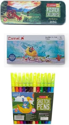 CAMLIN 12 SHADE POSTER COLOR WITH 12 SHADE WATER COLOR TUBE AND 12 SHADE SKETCH