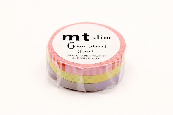 mt Washi Japanese Slim Masking Tape , 6 mm x 10 mtrs Shade – Deco A, ( Pack Of 3 )