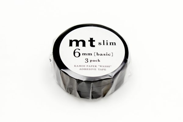 mt Washi Japanese Slim Masking Tape , 6 mm x 10 mtrs Shade – J Matte Black, ( Pack Of 3 )