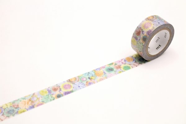 mt Washi Japanese Masking Tape Pearl Designs , 15 mm x 5 mtrs Shade – Quilling Flowers, ( Pack Of 1 )
