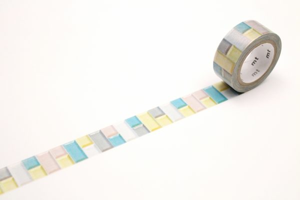 mt Washi Japanese Masking Tape Pearl Designs , 15 mm x 5 mtrs Shade – Tile Pastel, ( Pack Of 1 )