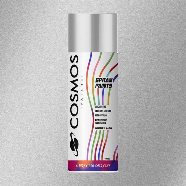 Cosmos Paints - Spray Paint in Premium Metallic- Flash Silver, 400ml