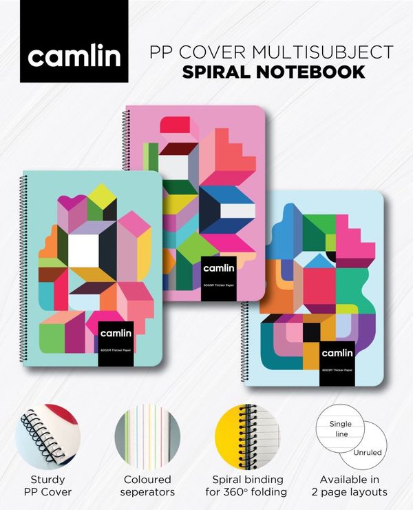 CAMLIN 6 SUBJECT NOTE BOOK SPIRAL 400PGS