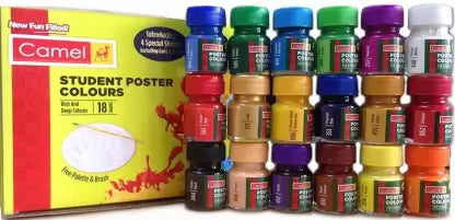 Kokuyo Camlin student poster color,18 SHADES (Set of 1, Multicolor) (Set of 18)