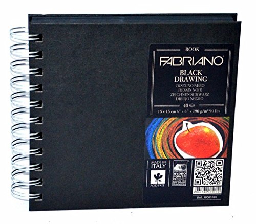 Fabriano Black Drawing Book Spiral Bound Squared 15X15 CM