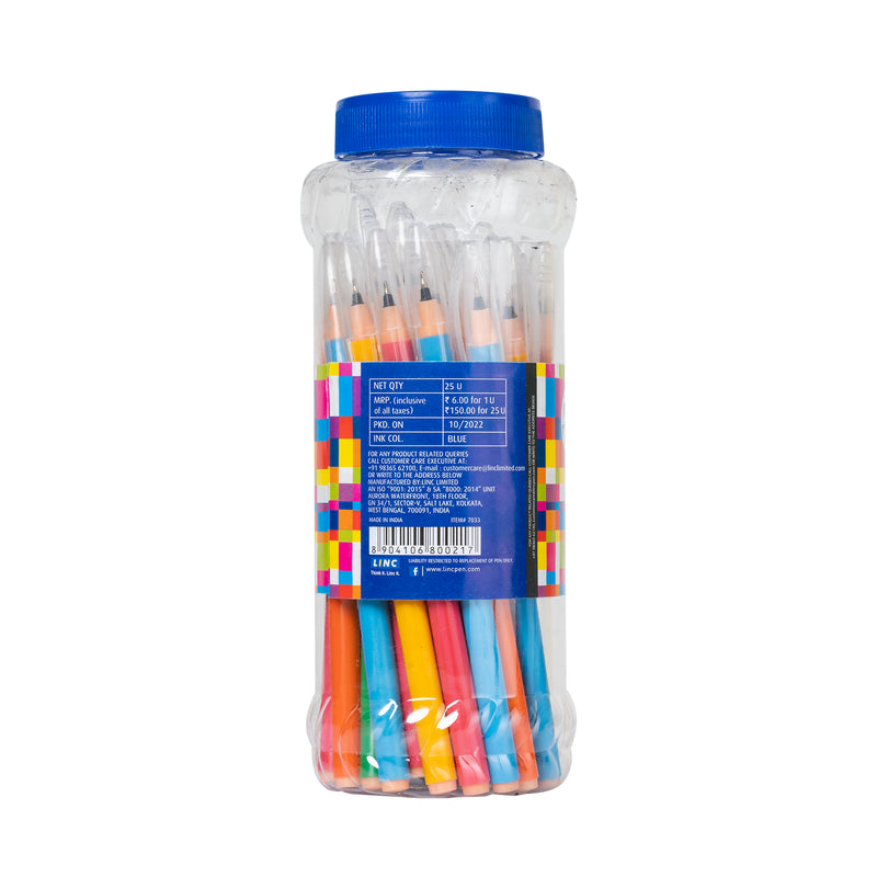 Linc Lazor Funpoint Ball Pen Jar, Blue Ink, Pack of 25