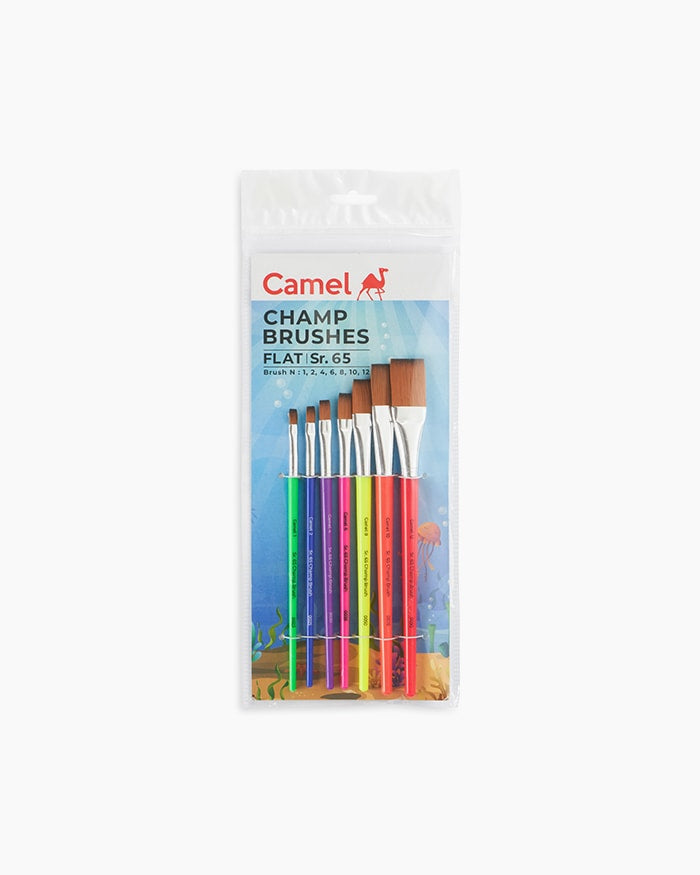 Camlin Champ Flat Brush Set of 7 Shades (Multicolor)