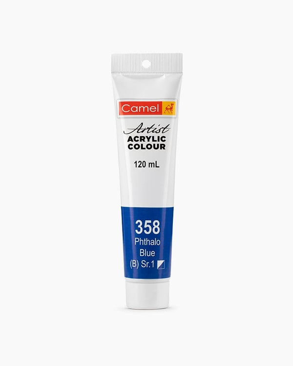 Camel Artist Acrylic Colour Individual tube of Phthalo Blue in 120 ml