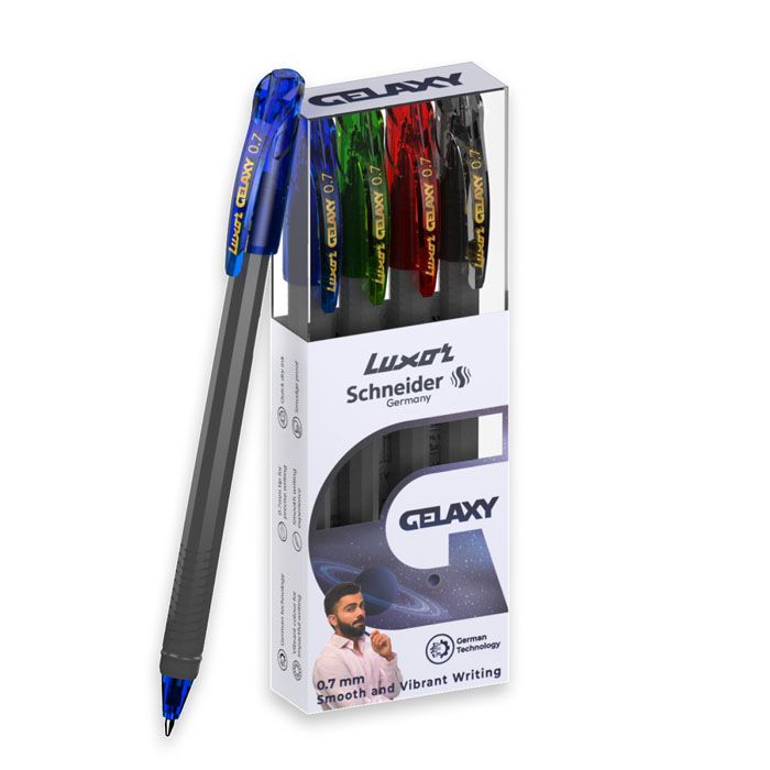 Luxor Schneider Gelaxy Roller Gel Pen Pack of 4-BL+BK+RD+GR
