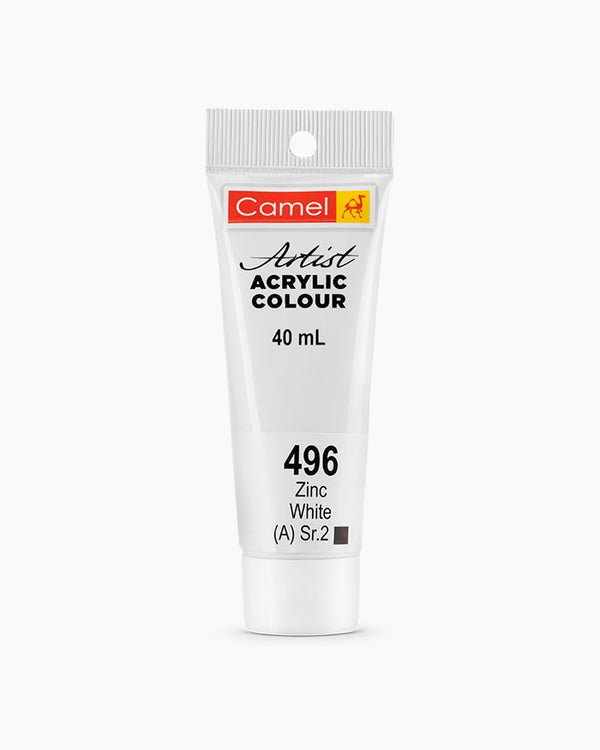 Camel Artist Acrylic Colour Individual tube of Zinc White in 40 ml