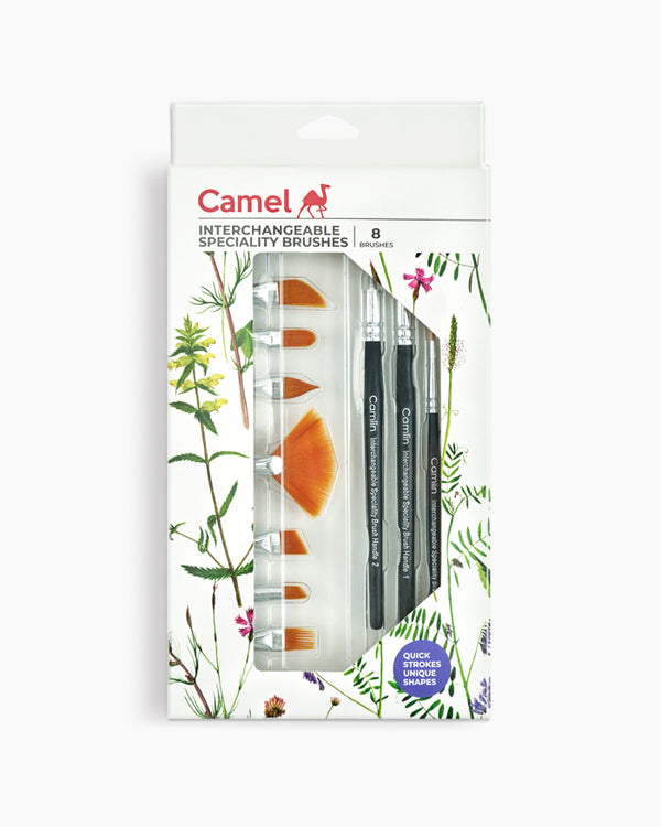 Camlin Interchangeable Speciality Brushes – 8 Brushes (Black)