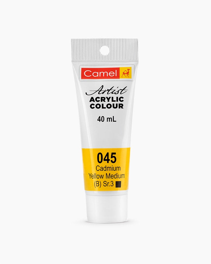Camel Artist Acrylic Colour Individual tube of Cadmium Yellow Medium in 40 ml