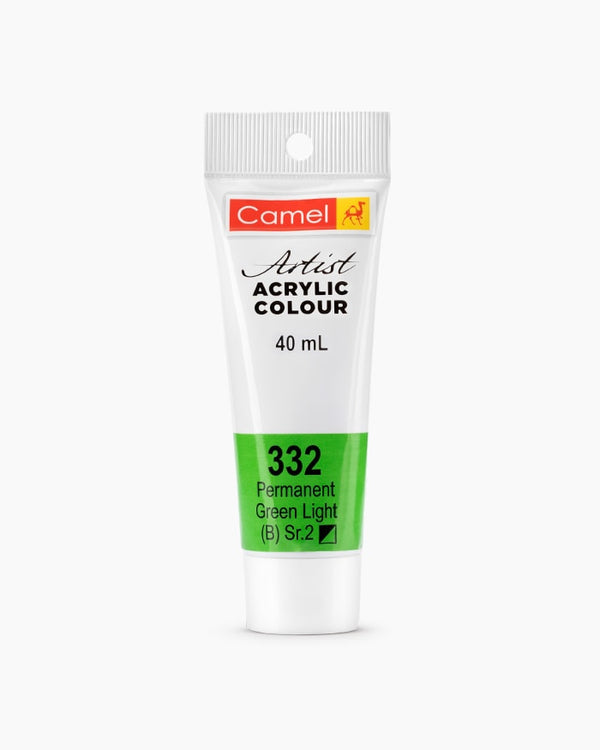 Camel Artist Acrylic Colour Individual tube of Permanent Green Light in 40 ml