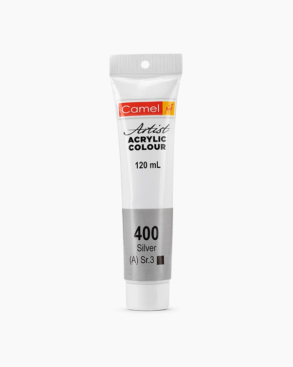 Camel Artist Acrylic Colour Individual tube of Silver in 120 ml