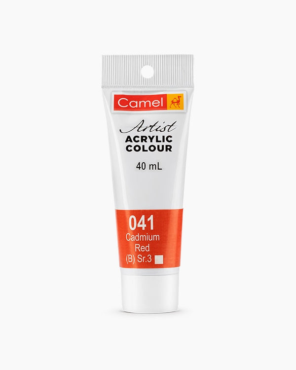 Camel Artist Acrylic Colour Individual tube of Cadmium Red in 40 ml