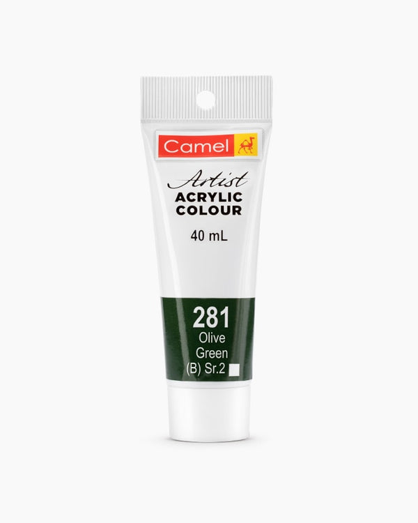 Camel Artist Acrylic Colour Individual tube of Olive Green in 40 ml