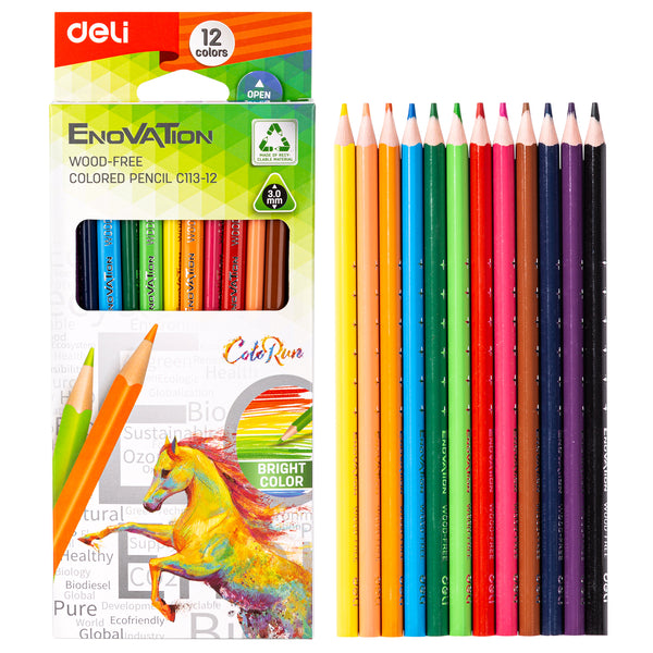 Deli-EC113-12 Wood Free Colored Pencil, Pack of 1
