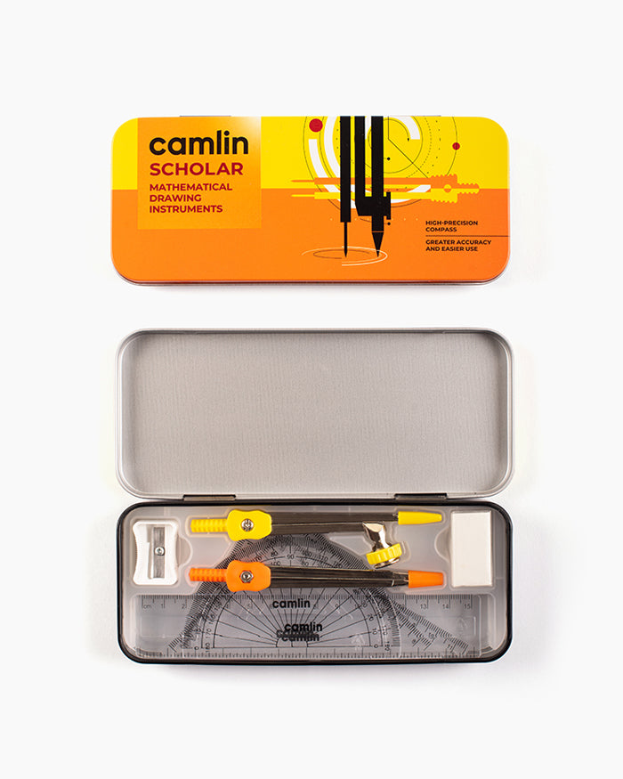 Camlin Scholar Geometry Box (Pack of 1, Yellow)