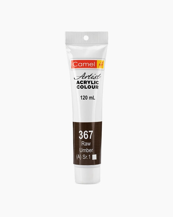 Camel Artist Acrylic Colour Individual tube of Raw umber in 120 ml