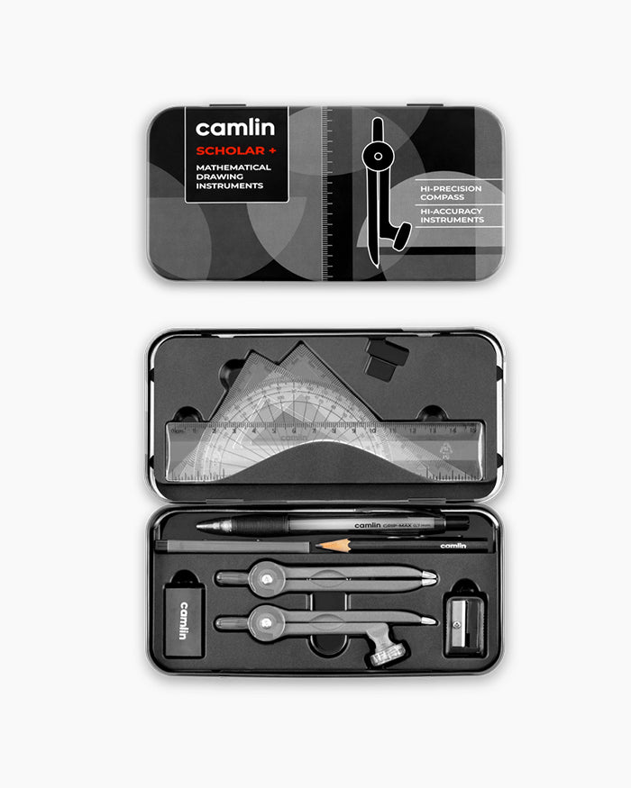 Camlin Scholar Plus Mathematical Drawing Instruments Geometry Box (Black)