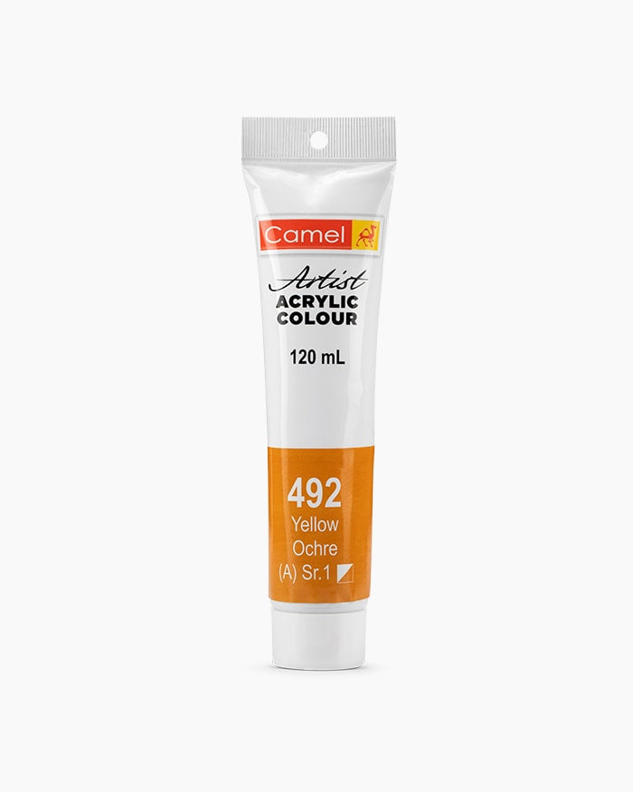 Camel Artist Acrylic Colour Individual tube of Yellow Ochre in 120 ml