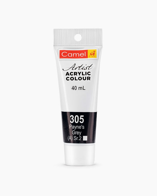 Camel Artist Acrylic Colour Individual tube of Payne's Grey in 40 ml