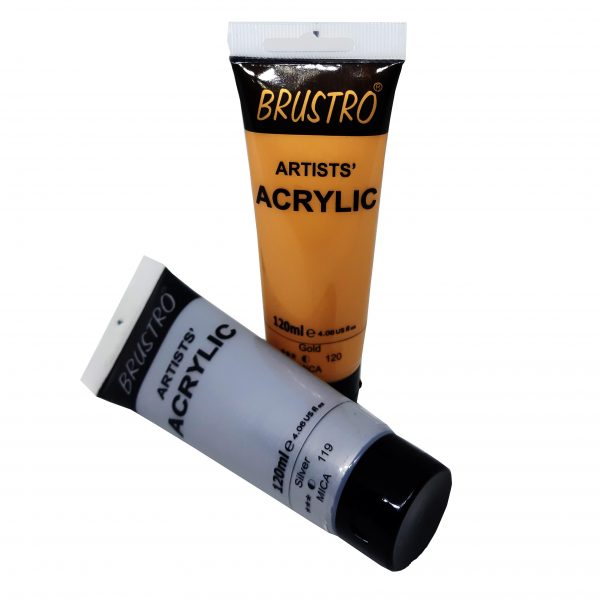 Brustro Arists’ Acrylic 120ml, Pack of 2 Shades (Gold & Silver)