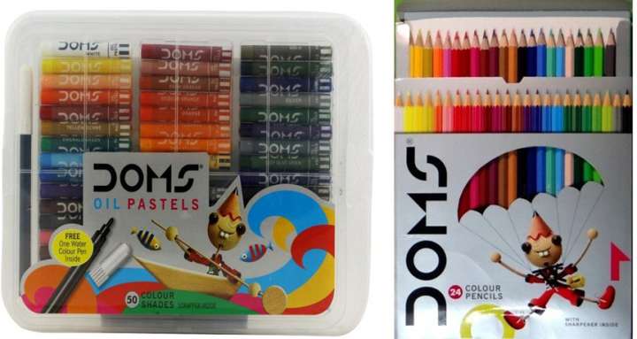 DOMS 24 Color Pencil & 50 Oil Pastel combo (Set of 1, Multicolor)