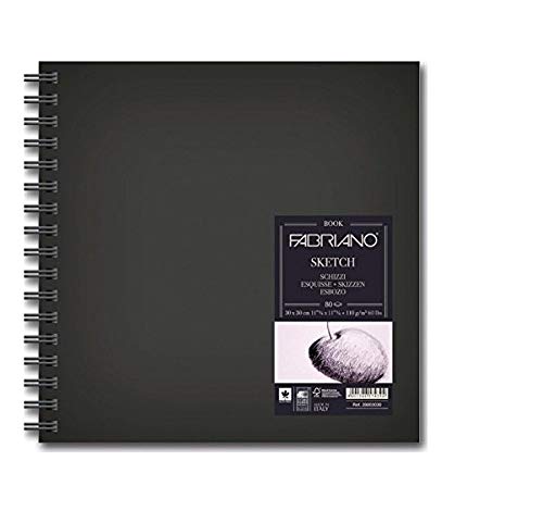Fabriano Spiral Sketchbook, Size – 30 X 30 cm, 110 GSM, Contains 80 Sheets of White Colour