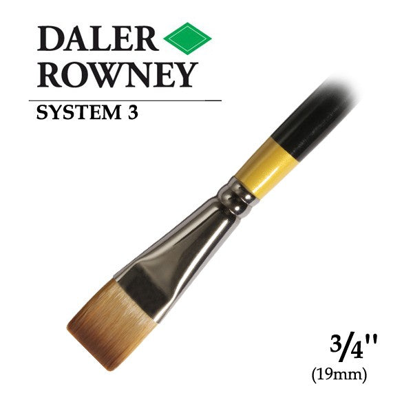 Daler-Rowney System3 Short Handle Flat Paint Brush (3/4in, Series 55) Pack of 1