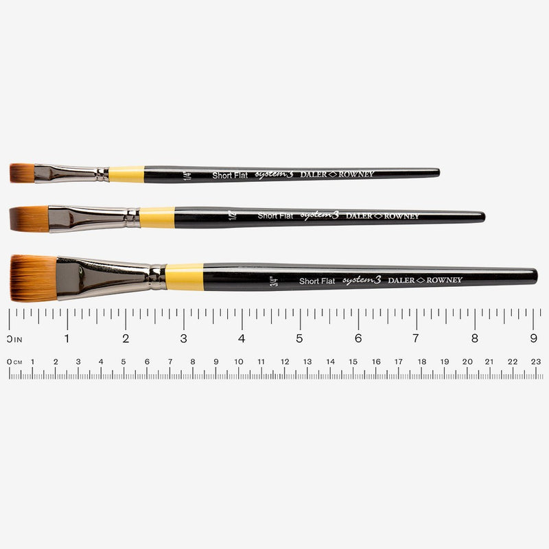Daler-Rowney System3 Short Handle Flat Paint Brush (3/4in, Series 55) Pack of 1