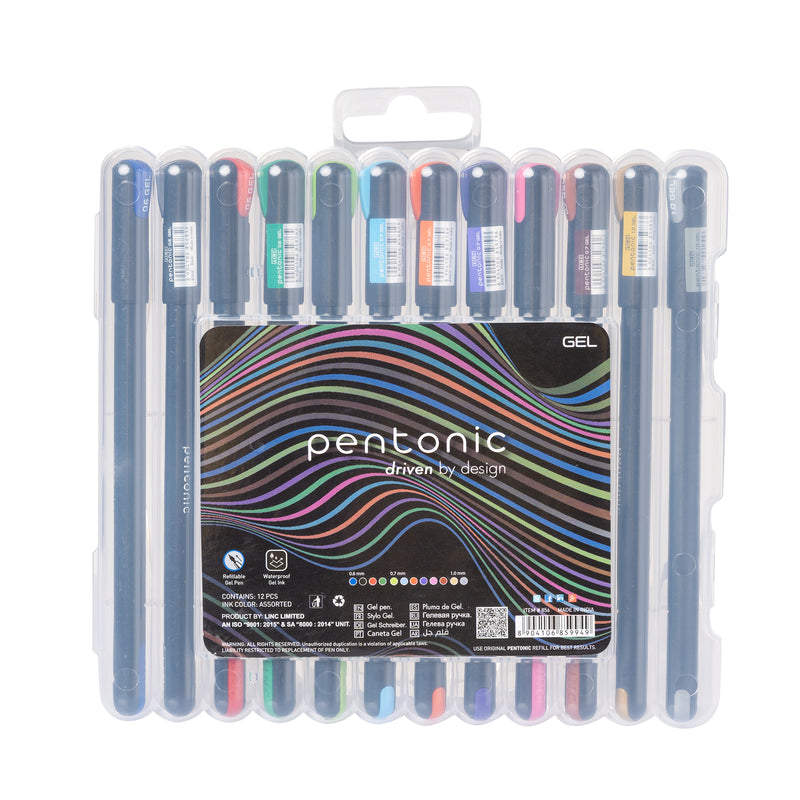 LINC Pentonic Multicolor Gel Pen With Hard Box Case (Set of 12 Pcs)