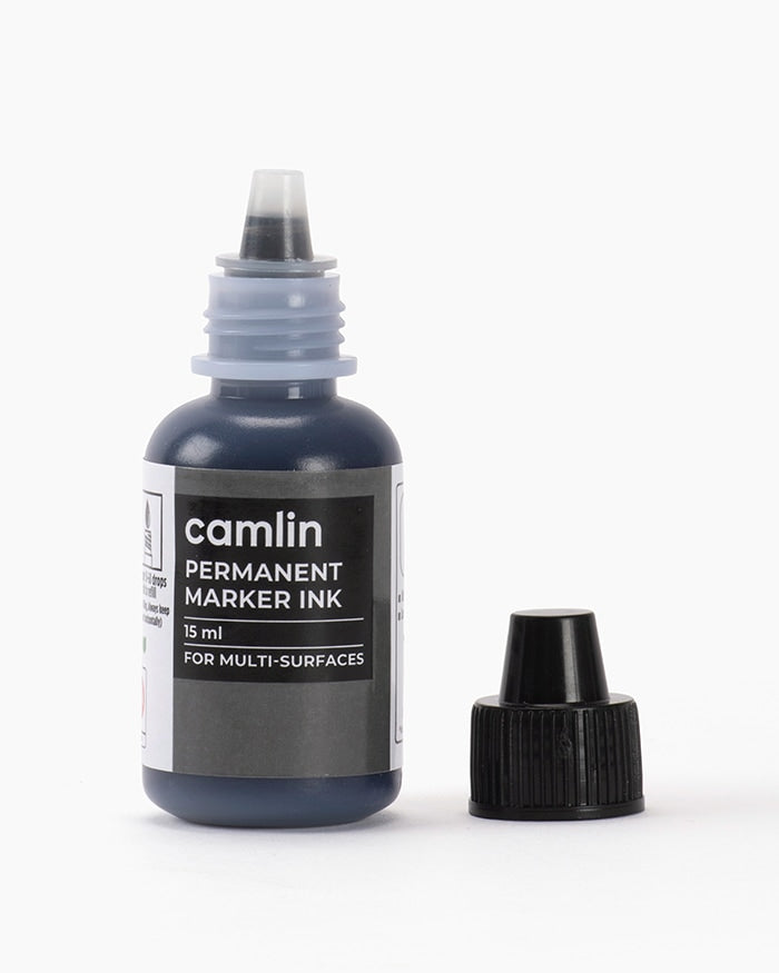 CAMLIN PERMANENT MARKER INK - 15 ML BLACK, Pack of 2