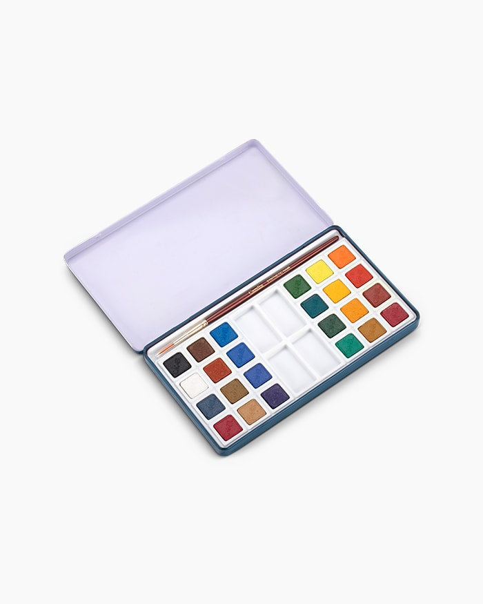Camel Artist Water Colours- Assorted Pack of cakes, 24 Shades with Brush