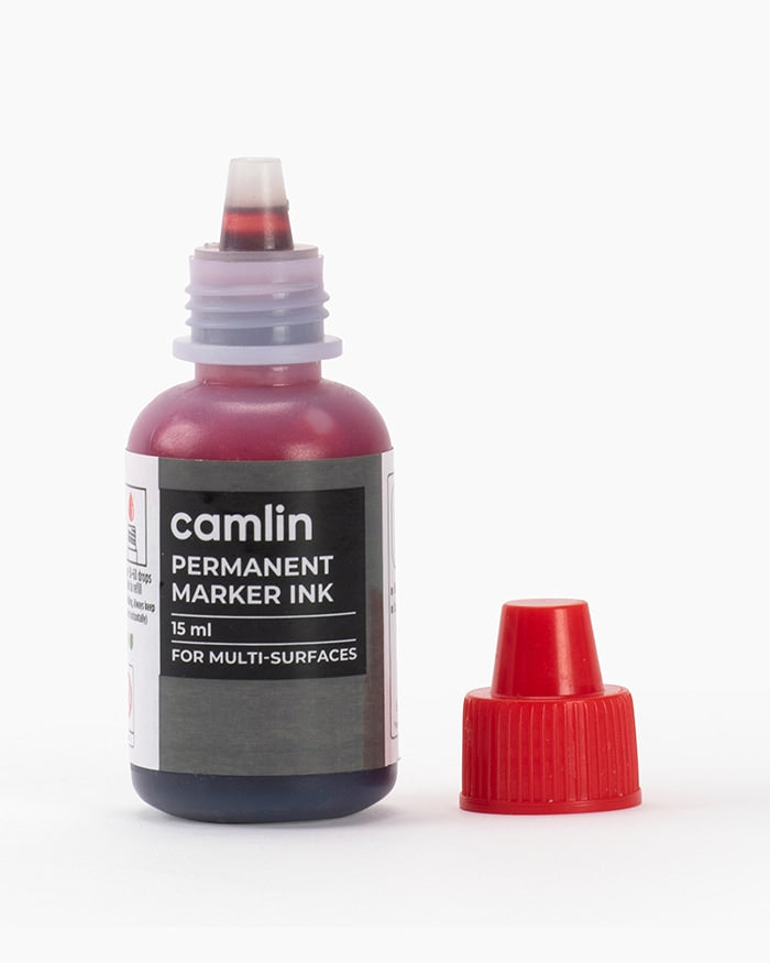 CAMLIN PERMANENT MARKER INK - 15 ML RED, Pack of 2
