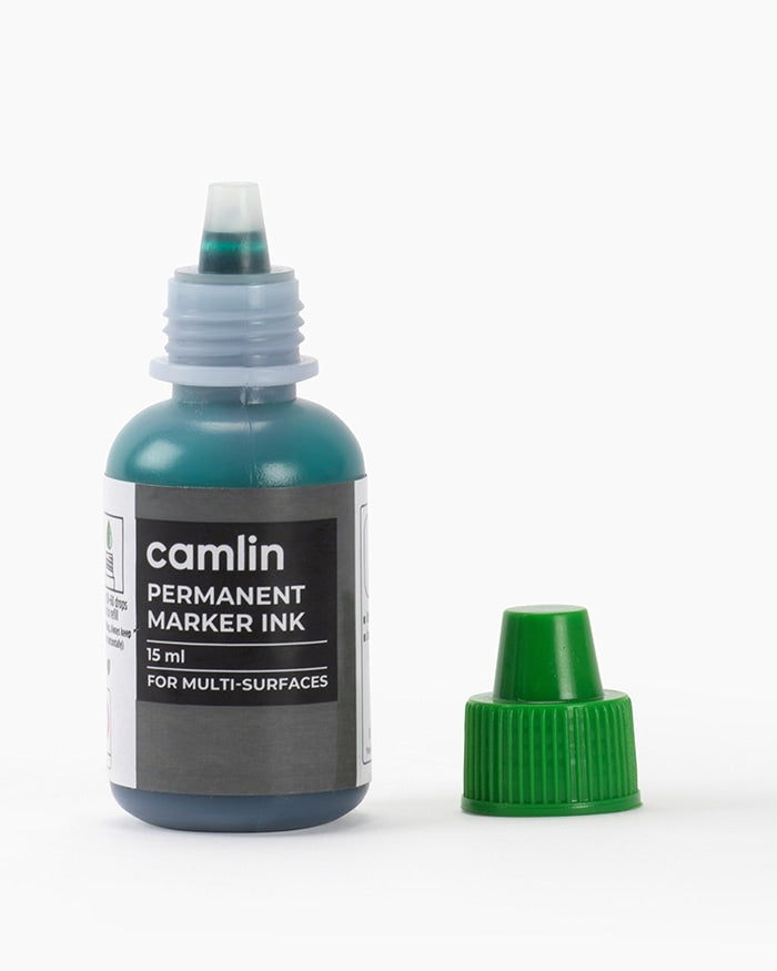 CAMLIN PERMANENT MARKER INK - 15 ML GREEN, Pack of 2