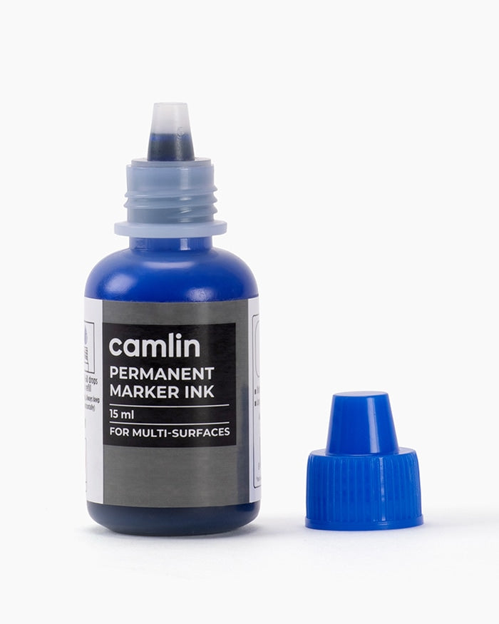 CAMLIN PERMANENT MARKER INK - 15 ML BLUE, Pack of 2